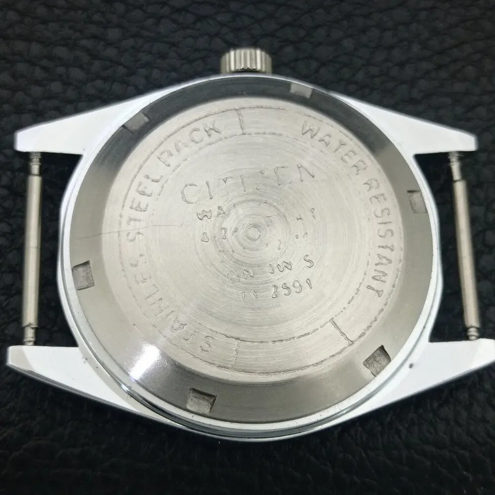 Vintage 1986 Citizen Automatic Mens Silver Watch W/daydate & Blue accents